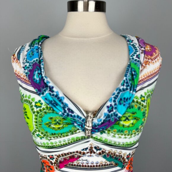 Roberto Cavalli Womens Multicolor Printed V Neck Top Sleeveless size IT 42 US 6 - Picture 2 of 12